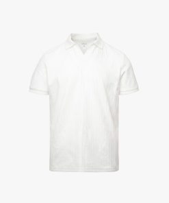 Áo Polo Sọc Chìm Cổ V Form Regular PO189 Màu Trắng