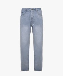 Quần Jean Phối Dây Sọc Form Straight QJ128 Màu Xanh